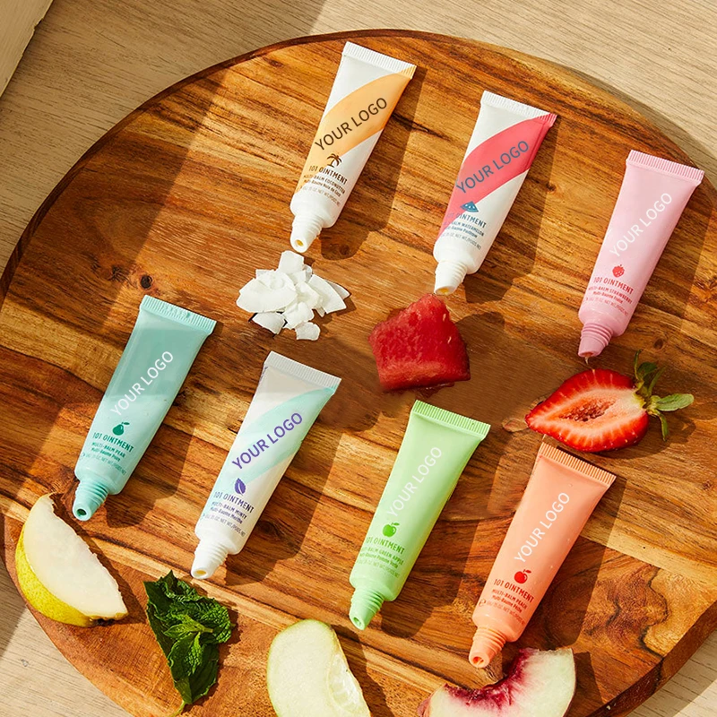 cute macaroon therapy tint bees arnica watermelon squeeze lip balm private label