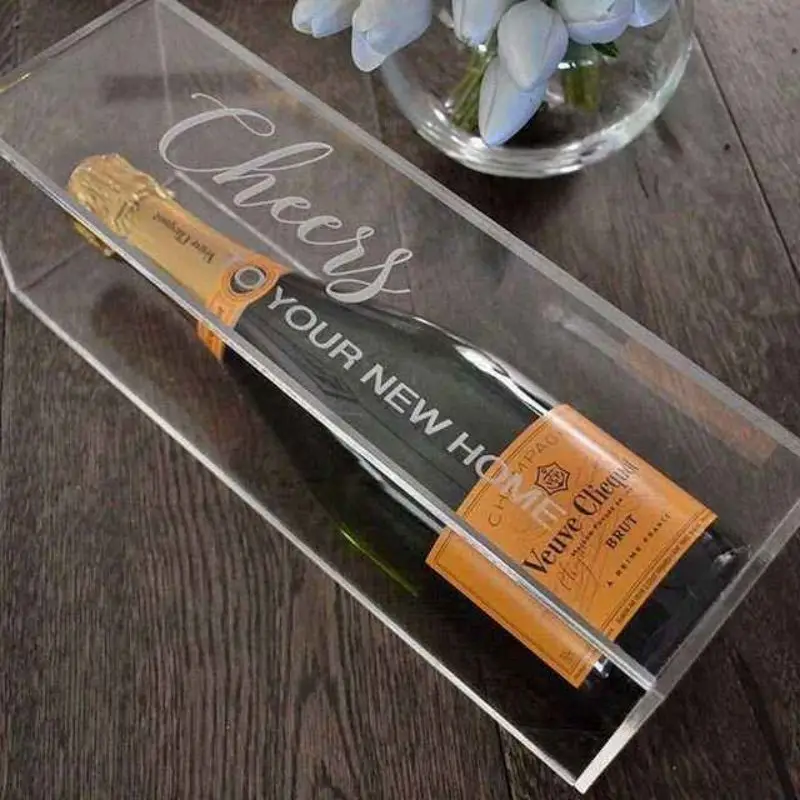 Jihong Customized Acrylic Wine Box For Gift Large Polish Transparent Display Plexiglass Wine Case