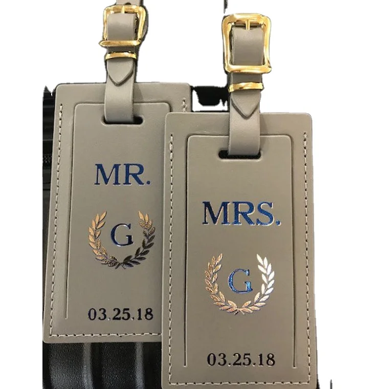 Custom Printed  Couple Leather Luggage Tag for Travel Luggage Tags