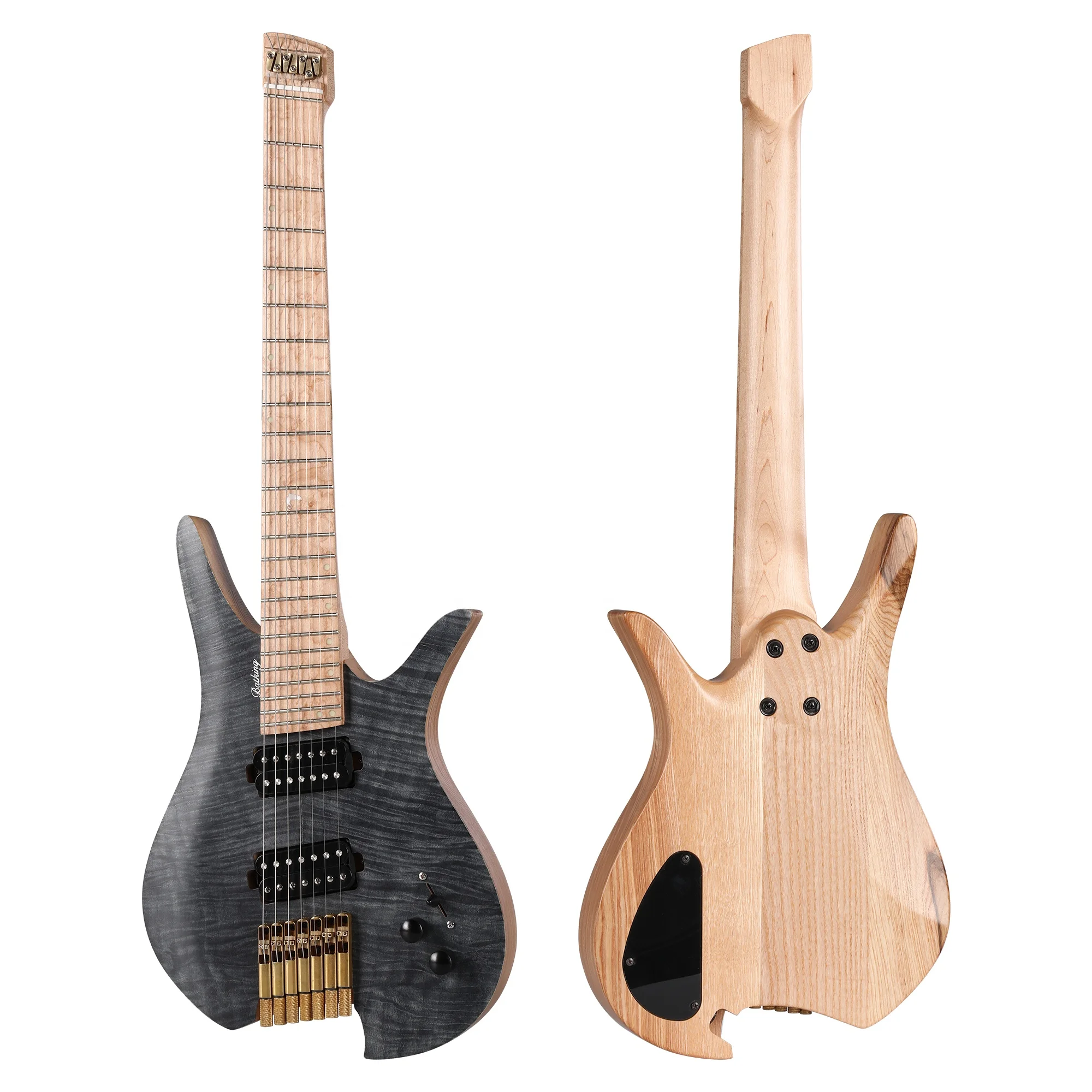 Batking 7 String  Fanned Fret Headless Electric Travel Guitar with Multiscale Birdeyes Fingerboard  Of Luminous Inlay