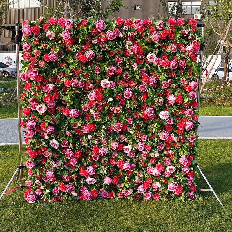 Подгонянный 3D /5D закатать тканевый цветочный фон 8X8ft 5D Цветочная стена для свадьбы