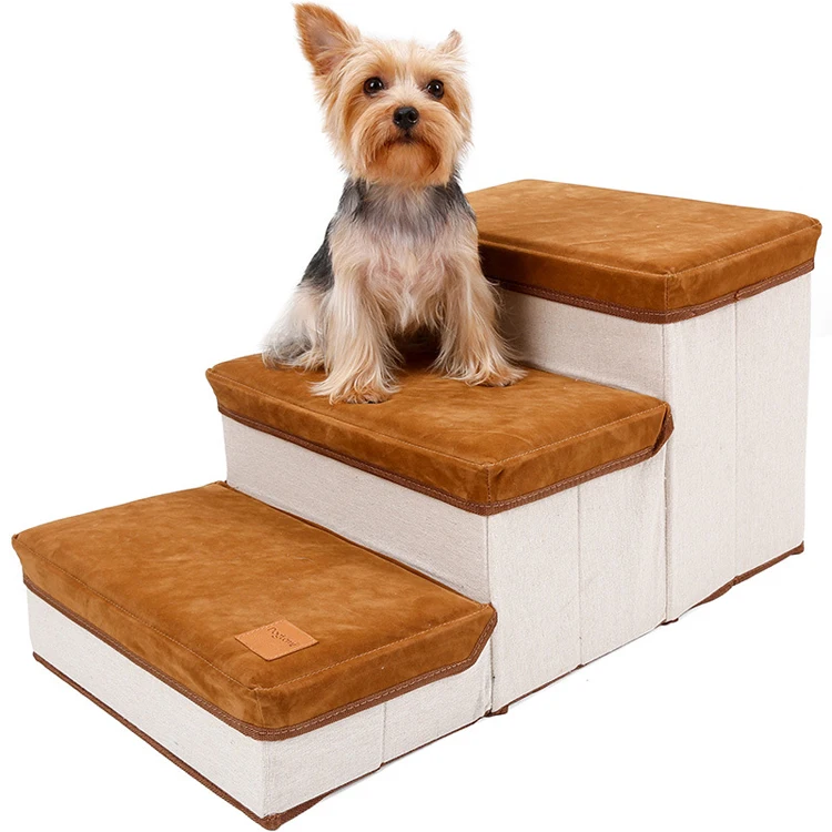 Foldable 2-in-1 3-step dog ramp Storage Style  pet steps stairs for bed Pet Stair Indoor Pet Ramp for Dogs Puppies