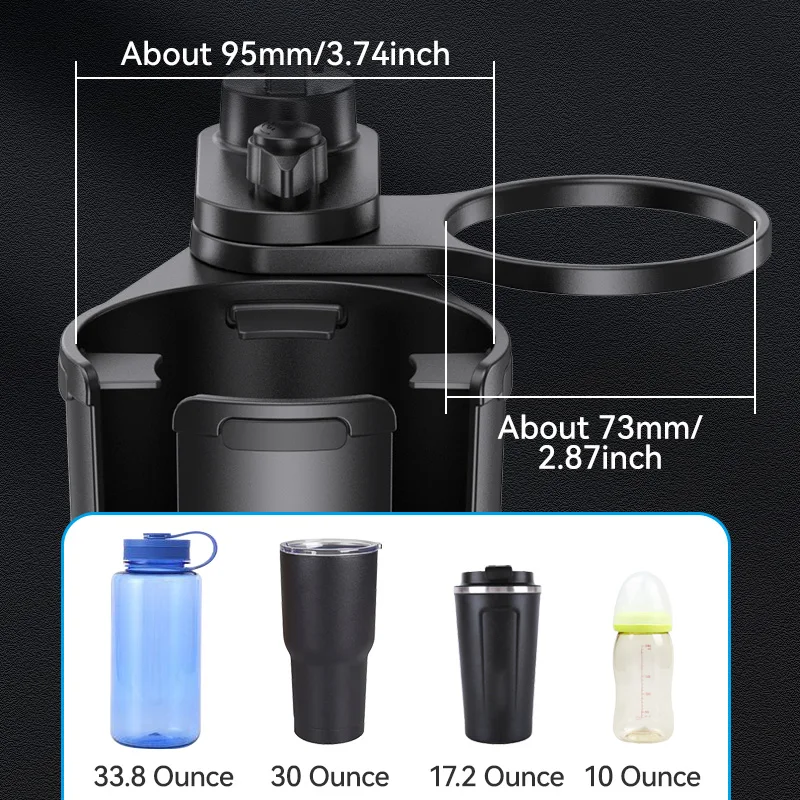 Shunwei 2 in 1 car drink holder extendable phone mount adjustable arm extendable base car phone holder car cup holder