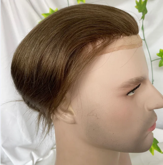 Lace Front Toupee Men in Stock Remy Brown Hair Virgin Lace with PU Human 10*8 Brazilian Hair Toupee for Men