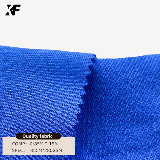 Высокое качество на заказ 85% хлопок 15% полиэстер 280 Gsm трикотажная Cvc французская махровая ткань для толстовки