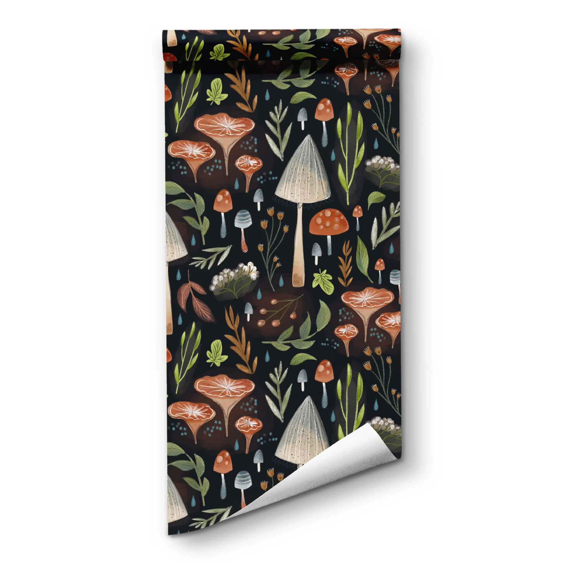 Watercolor magic forest mushroom self-adhesive wallpaper colorful hand painted plant decoration transformation wallpaper
