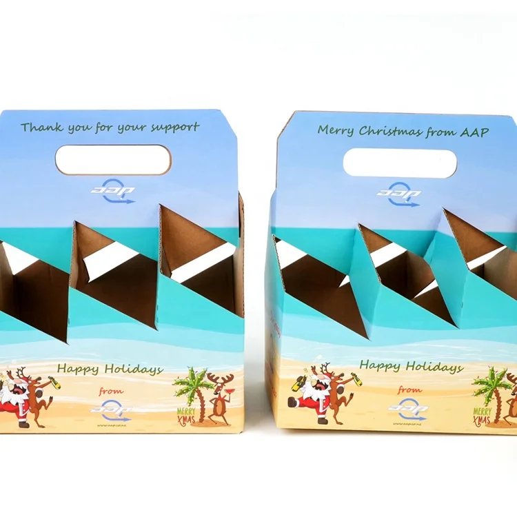 Manufacture Factory Custom Cheap Custom Logo Shipping Paper Beer Bottle Carton Packaging Wine Corrugated Box with handle
