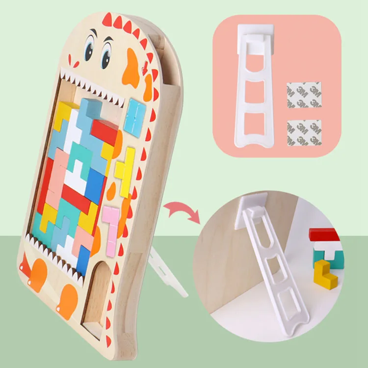 Four style brain teasers toy wooden tangram jigsaw Russian blocks puzzle