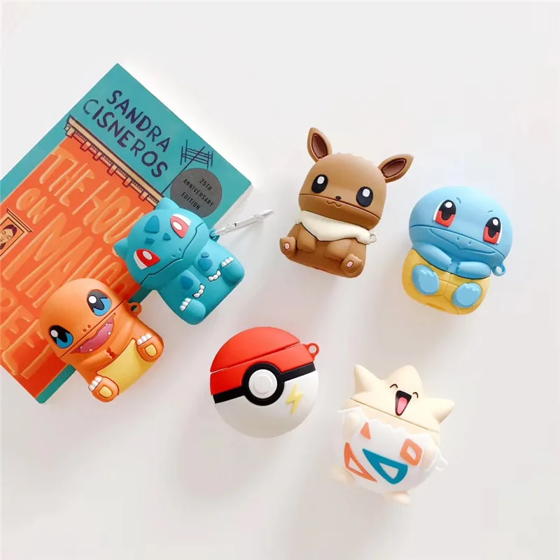 poke mon wireless earphone buds cartoon Eevee Squirtle protect earbuds anime air ear buds case poke mon