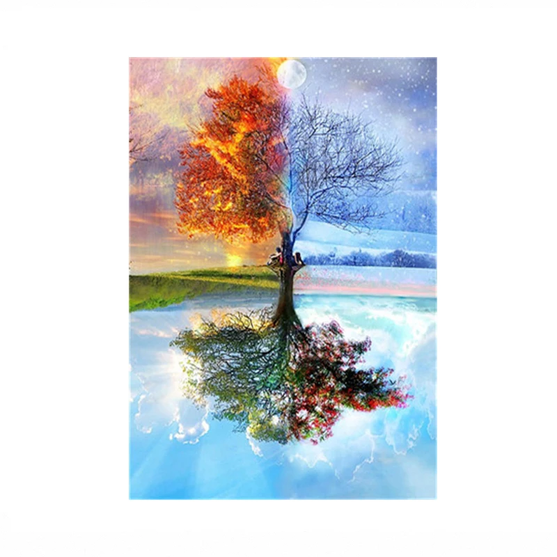 Четыре сезона Древо жизни ручной работы по индивидуальному заказу с изображением арт масляной абстрактный декоративные настенные холст картина по номерам для живой розы стены
