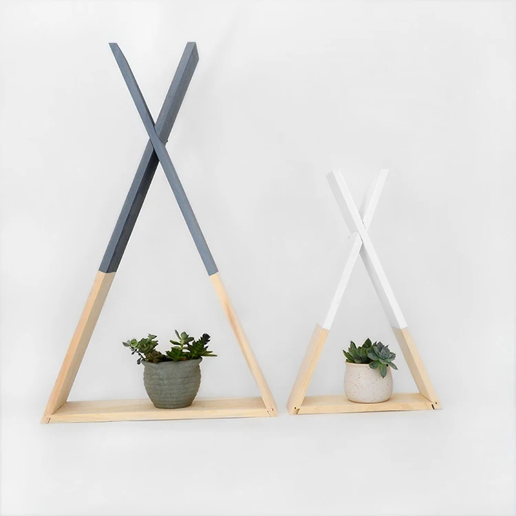 New design black wooden book sundries shelf wall mounted home decoration