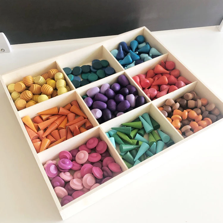 Детские деревянные игрушки, Радужный блок, свободные детали, капли в виде грибов и сотовых сот, конусы для дерева, конусы, креативные строительные блоки для детей