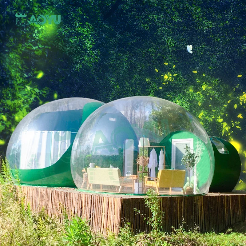 AOYU China commercial giant half transparent igloo inflatable bubble tent for kids rent sale 3 room balloon