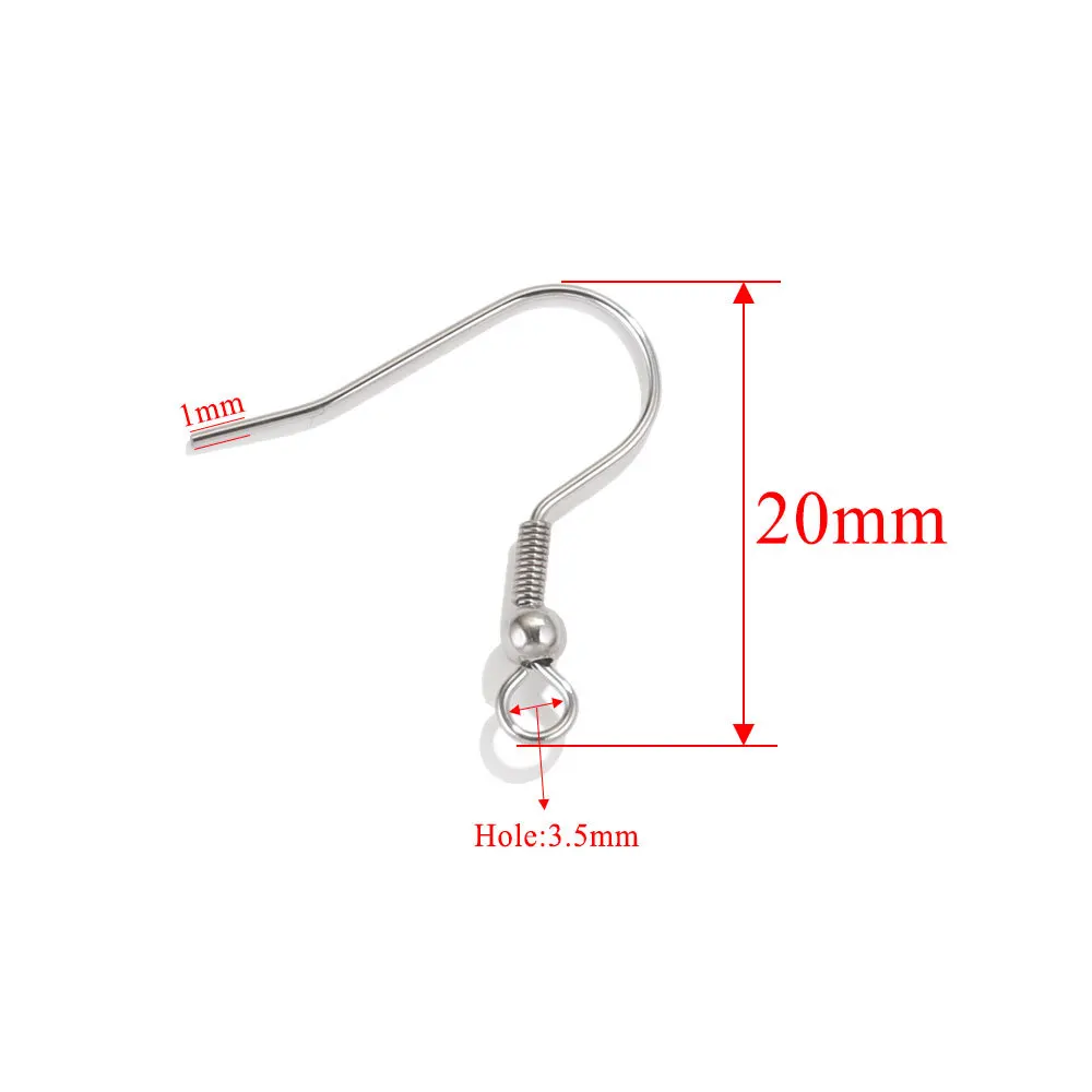 Wholesale Ear Hooks with Beads Spring PVD Plating Diy Earrings Jewelry Making Accessories