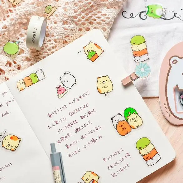  50 шт./пакет Kawaii из прозрачного ПВХ с изображением героев мульфильмов дневник наклейка канцелярские 2021051715
