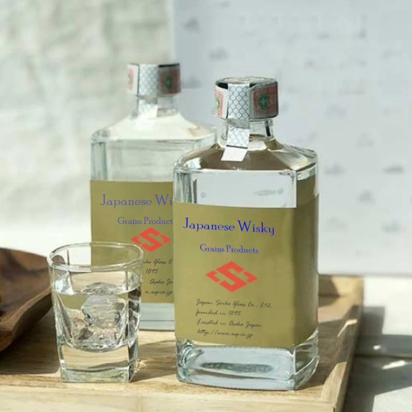 Small mouth empty glass whisky bottle 50ml with various size and types