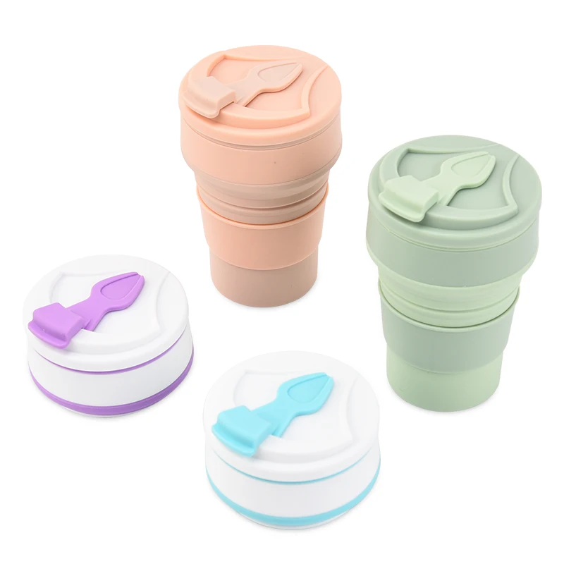 Silicone Collapsible coffee Cup Mug with Lid  Silicone Foldable Mug  Silicone Foldable Collapsible Travel Cup
