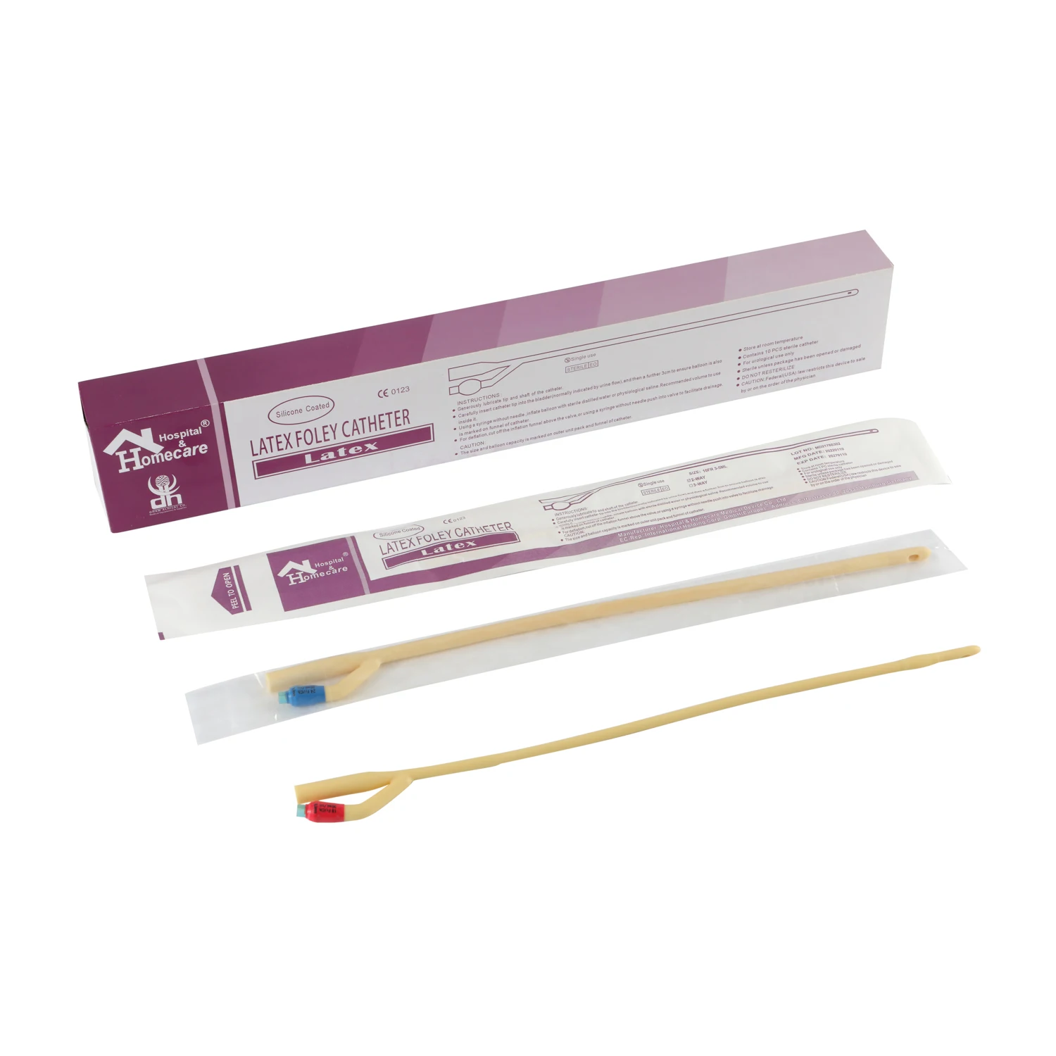 Medical materials accessories 3-way double balloon urology latex foley catheter