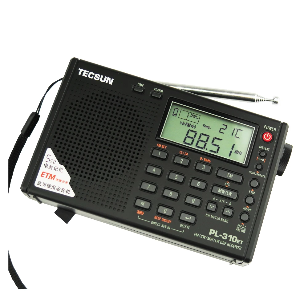 TECSUN PL-310ET Black FM Stereo/SW/MW/LW World Band PLL DSP Radio со встроенным динамиком цифровое радио Mini AM / для