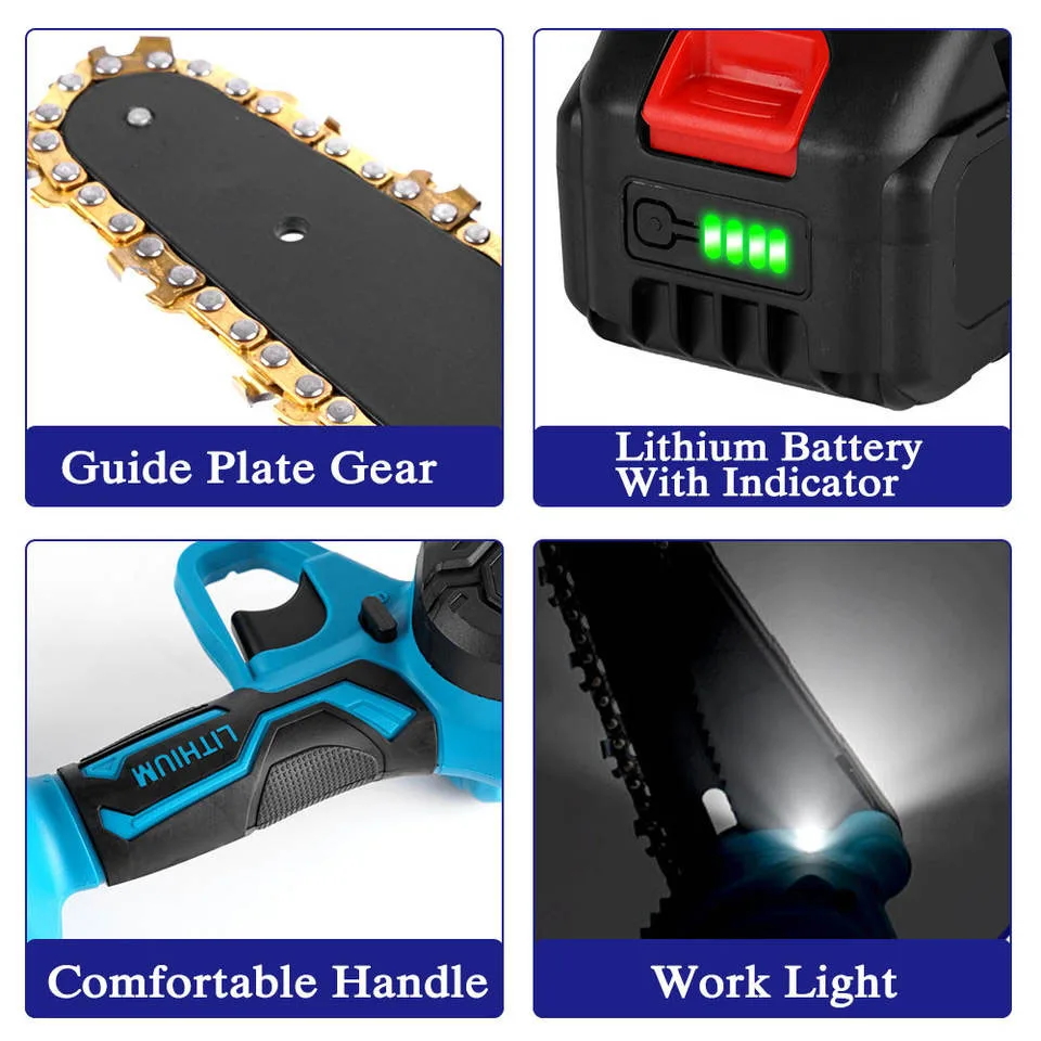 New li ion cordless portable mini electric chain saw machine wood cutter