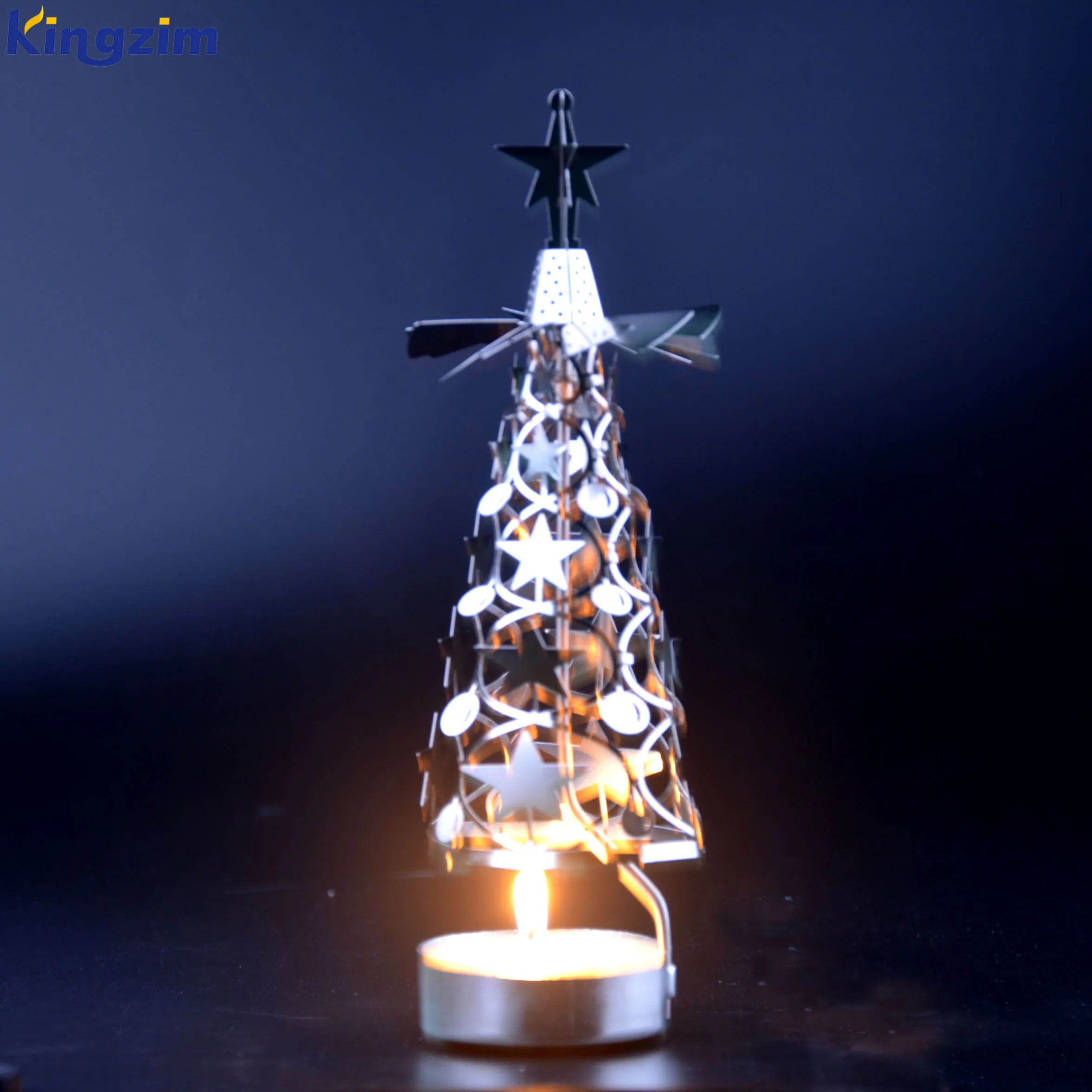 Wedding Metal Tower Shape Circle Hollow Art rotary Tea Light Candle Holder for Home Decor