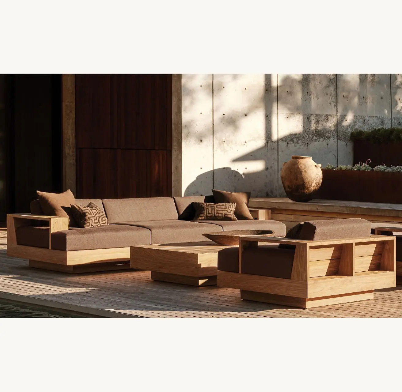 Luxury outdoor garden furniture, teak wood furniture, modern luxury furniture set