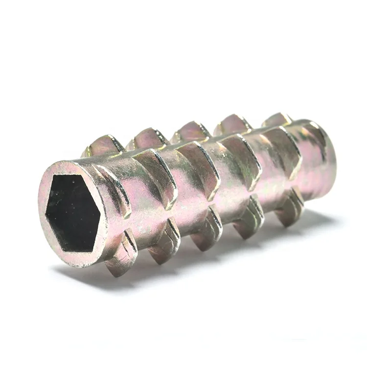 Customized Threaded Inserts For Wood Furniture Zinc Alloy Hex Socket Conical Wood Insert Nuts Without Flanged