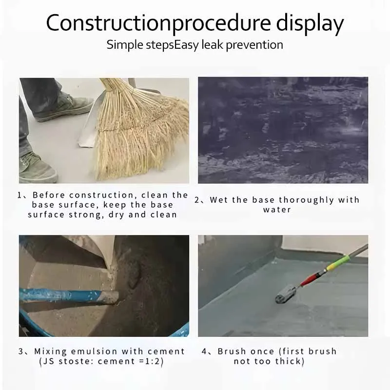 Liquid Applied Waterproofing Chemicals   Elastomeric Coating Acrylic Based Polymer Additive JS Waterproof Slurry