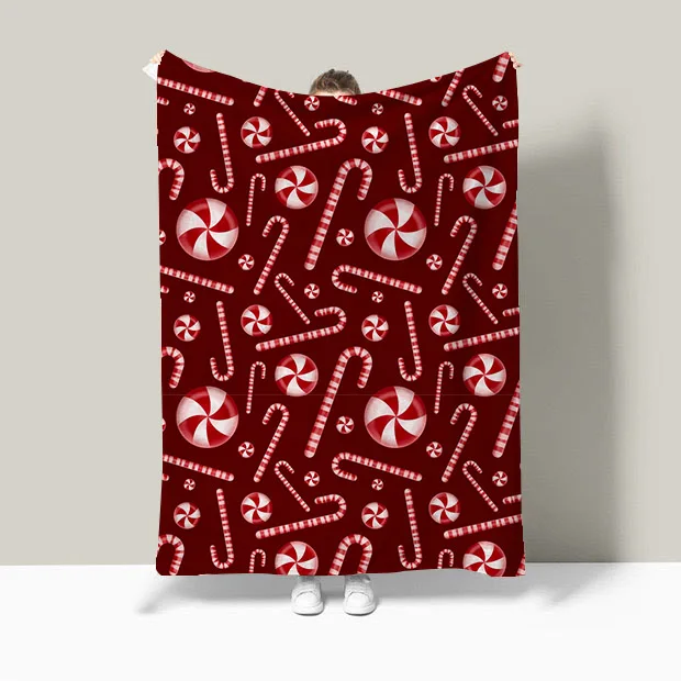 Hot Sale Custom Holiday Christmas Single Sided  Printed Flannel Blanket For Christmas In Winter