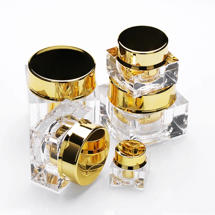 New Products Skin Care Face Cream Container Acrylic Cosmetic Jar Square 5g 10g 15g 30g 50g 15ml 30ml 50ml 80ml 100ml Plastic
