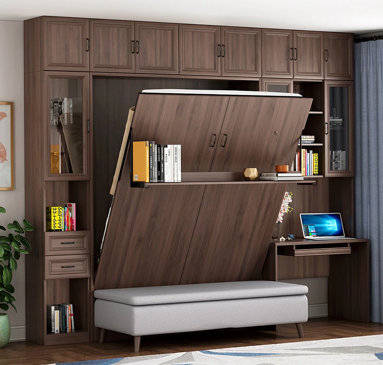 vertical invisible folding customized murphy bed home use multifunctional automatic easy installation wall mounted bed with sofa
