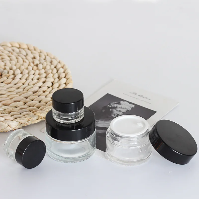 2024 wholesale factory 5g 10g 15g 20g 30g 50g 100g Cosmetics Skincare Eye Cream Containers Face Cream Glass Jar with Lid