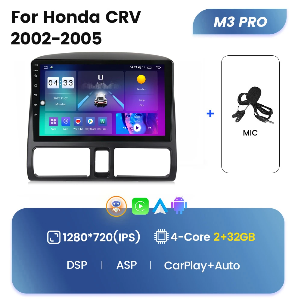 M6 PRO car stereo android 11 Car GPS for Honda CRV 2002-2005 GPS BT car multimedia player with camera