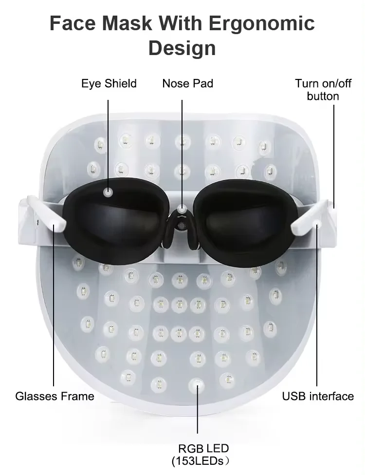 Skin Rejuvenation PDT Wrinkle Remover Neck Red Light Therapy Beauty 7 Color Blue Red Led Light Therapy Facial Face Mask