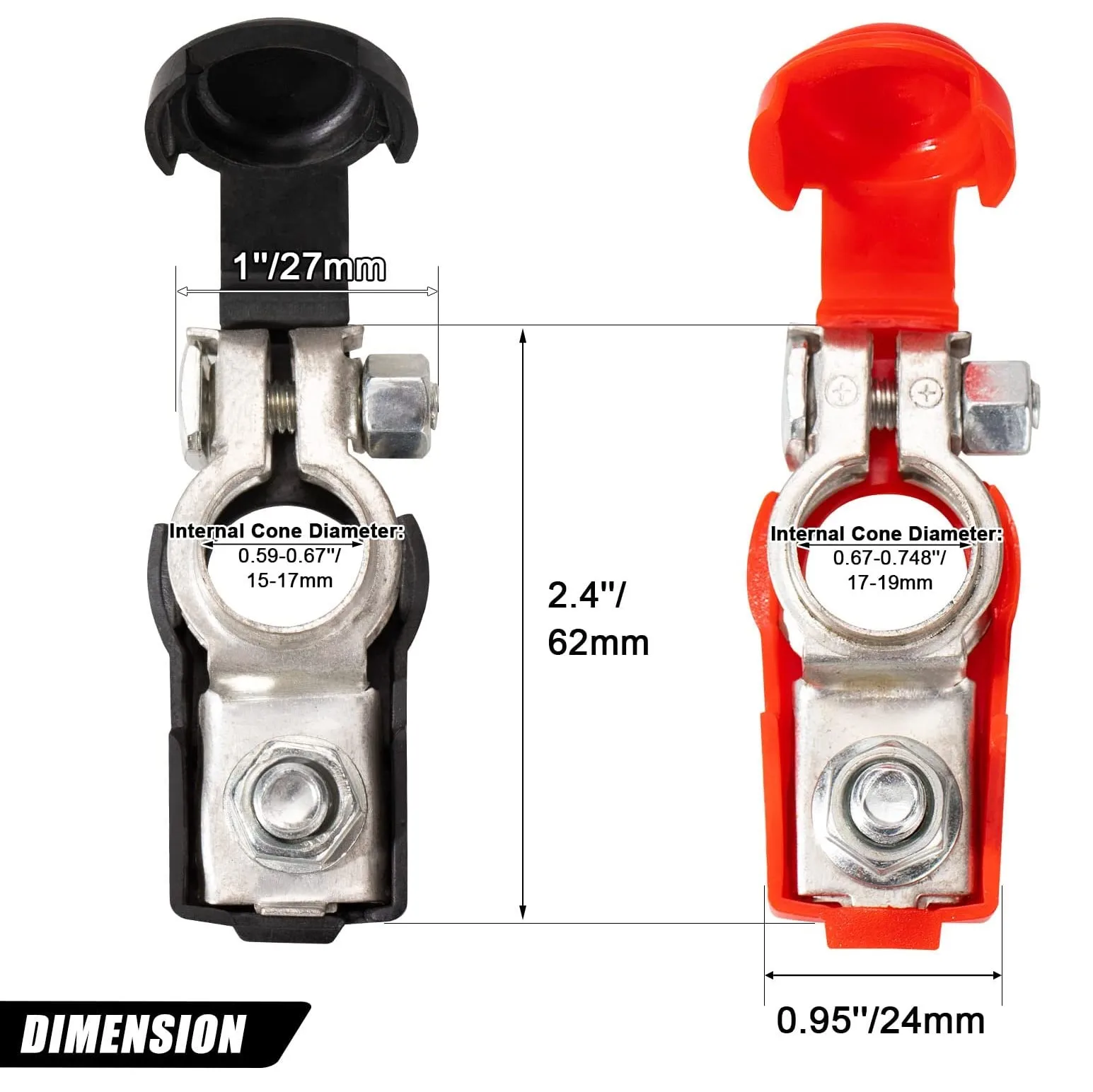 RTS Universal Battery Terminal Types Negative and Positive Car Battery Cable Terminal Clamps Connectors