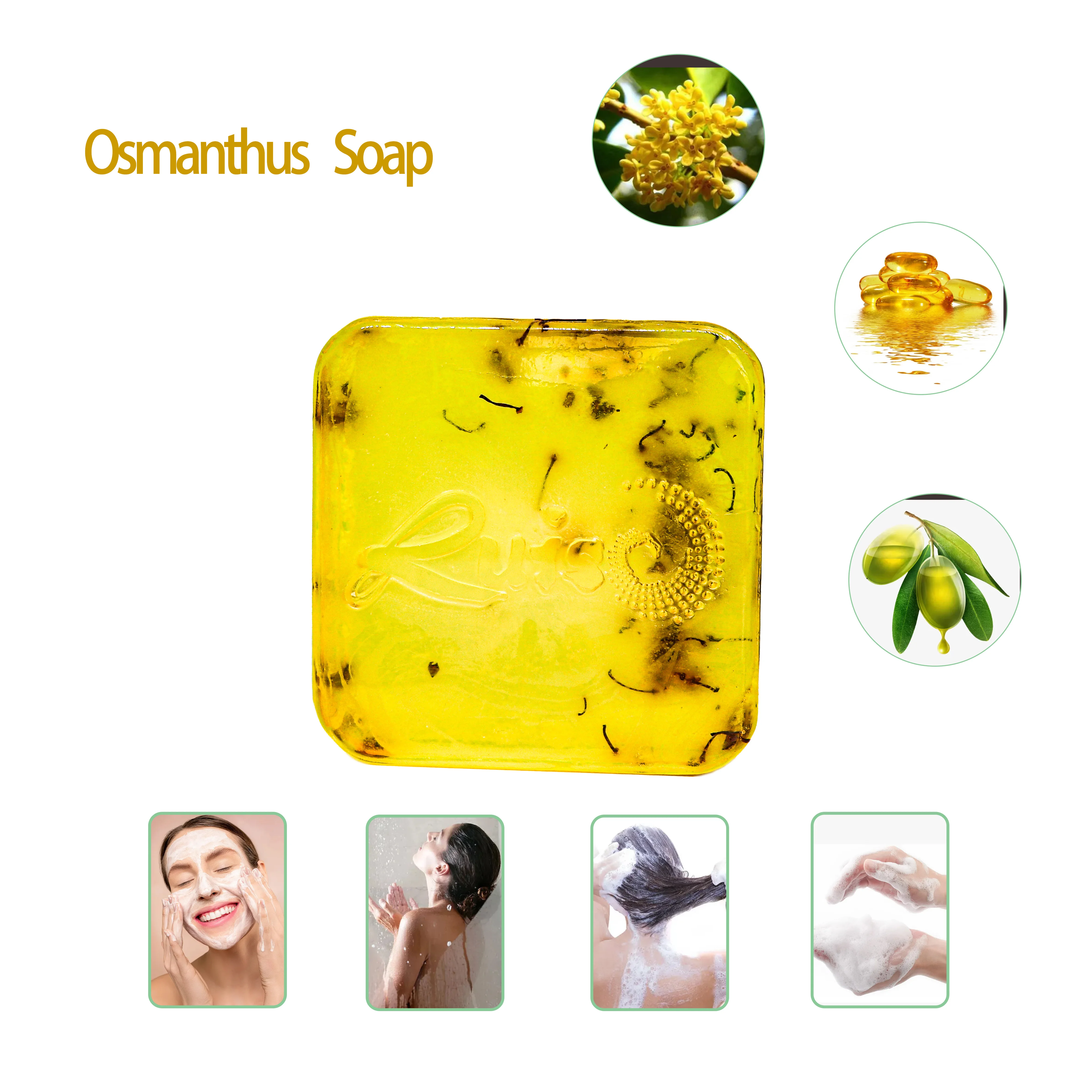 Hot Sale Wholesale Organic Raw Face Anti-acne Whitening Body Wash Black Handmade Osmanthus Soap
