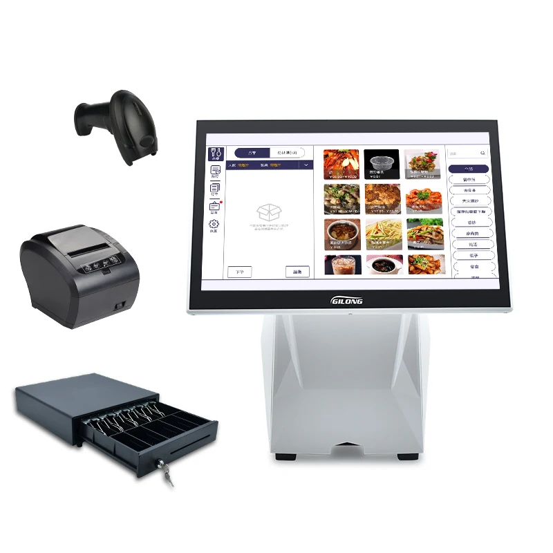 Built-in 80mm thermal printer 15.6 inch windows all in one pos terminal