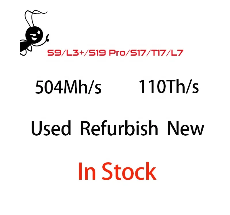 In Stock Used Ant S9 L3+ S19 Pro S17 L7 14Th/s 1323W Hashboard ASIC Ant S9 S9I S9J With Power Supply PC Box