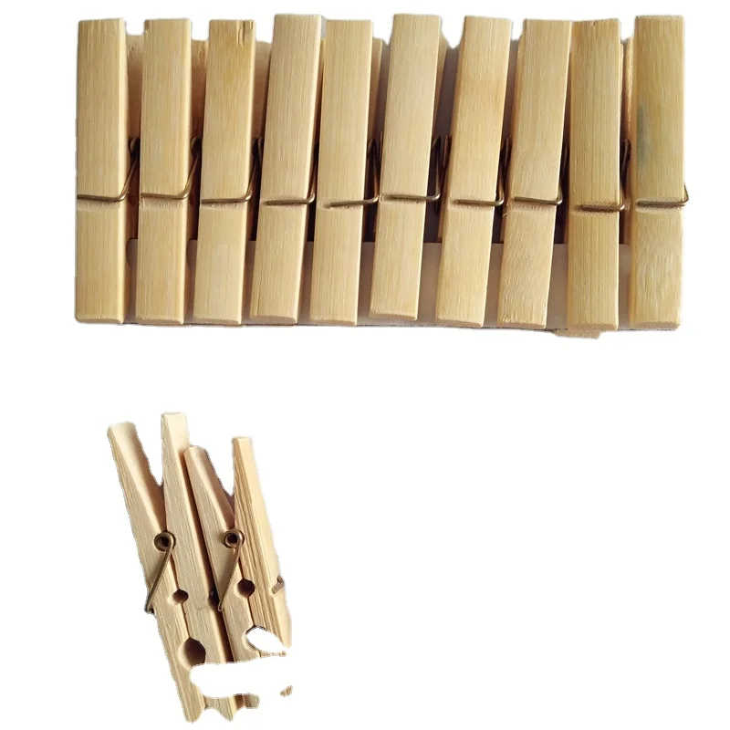 
bamboo clothespin wood clip metal pegs 