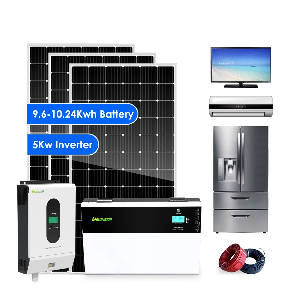 Solar Energy Storage Delong 10KW Powerwall Lifepo4 battery with 5KW Hybrid Solar Inverter