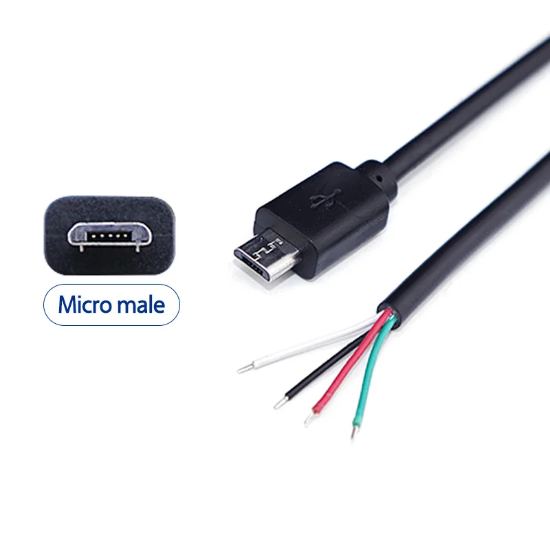 Micro male 4 Core 0.3m 1m Customize USB Cable Micro male Female to 4 Core Wire Open End