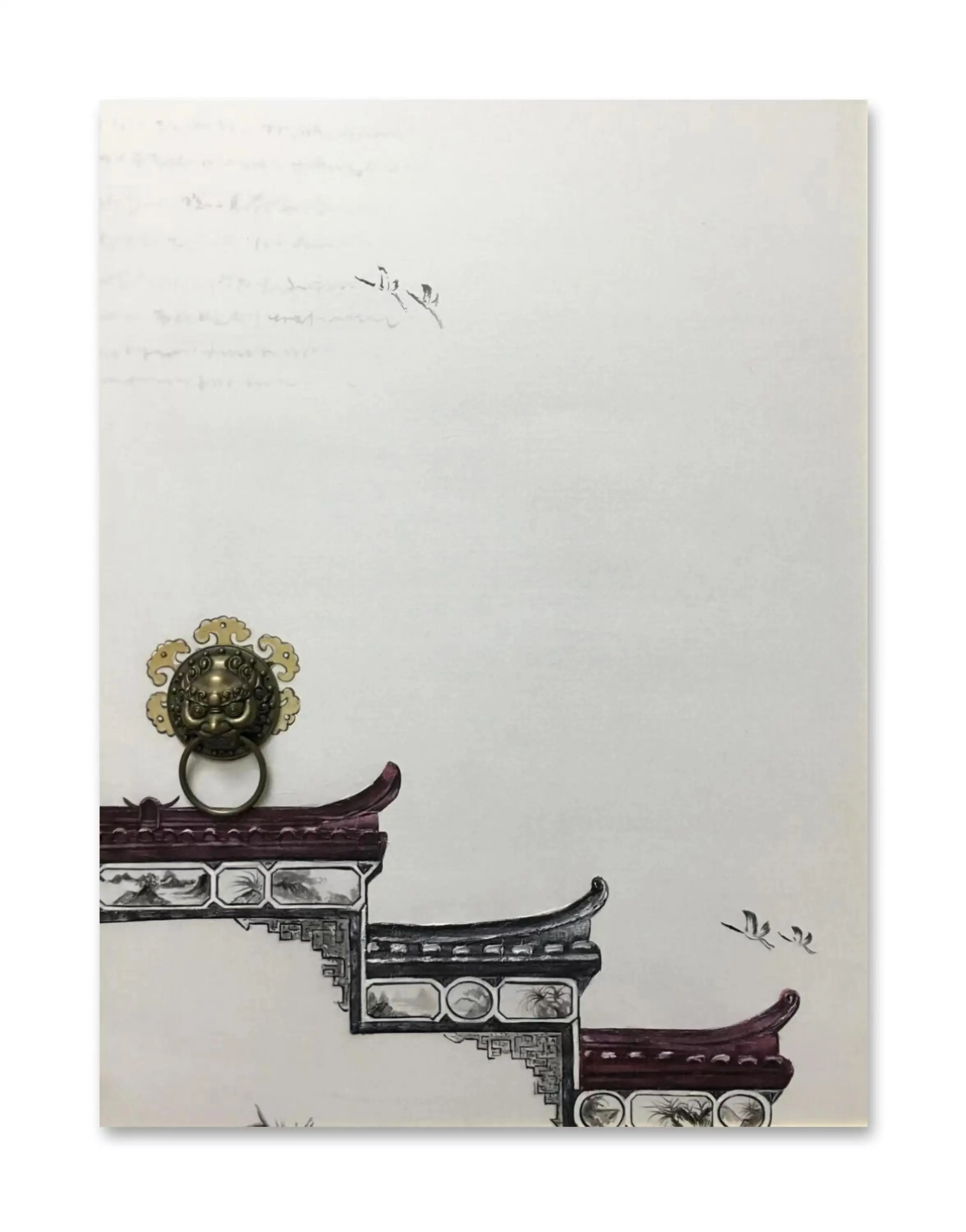 Customized spray painted Chinese style mural hanging restaurant tea room painting