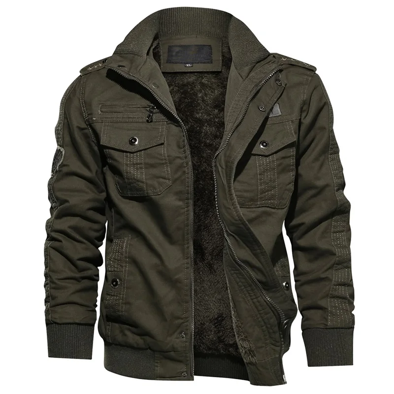 
Dropshipping Wholesale Autumn Winter Jaket Thickening Warm Fleece Jacket Mens Military Army Coat 
