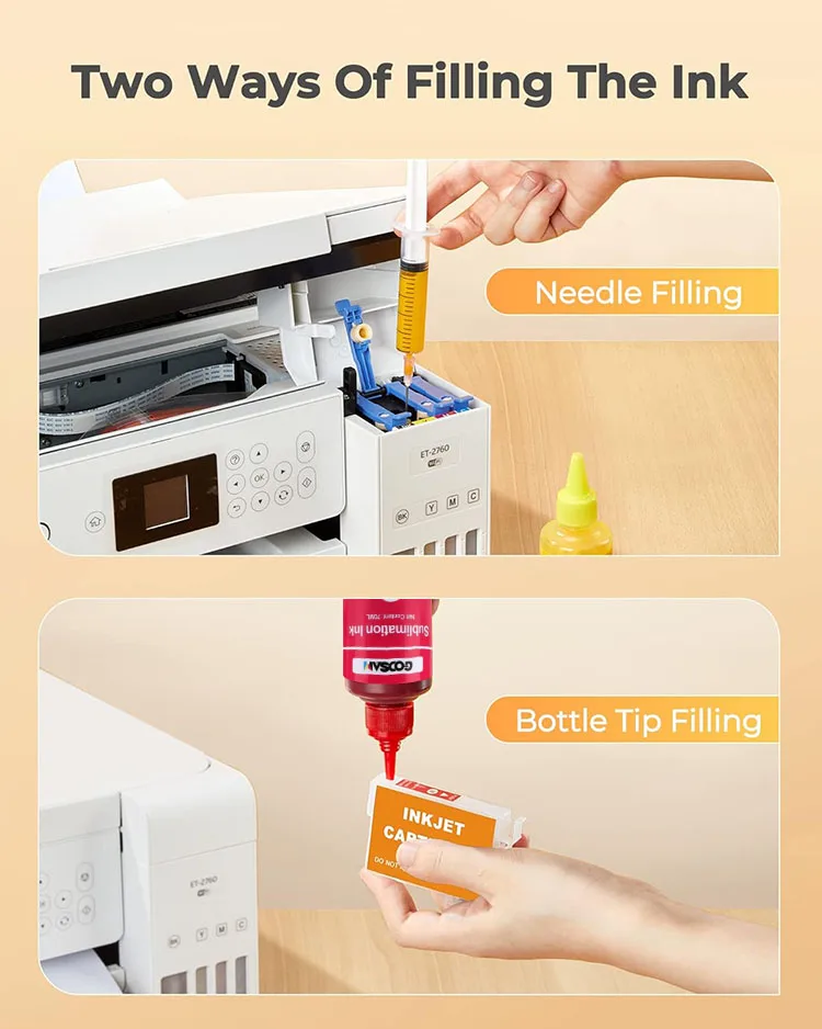 Goosam Heat Transfer 100ML Refill Dye Sublimation Ink For Epson Ecotank Et-2550 Et-2650 Et2550 Et2650 Printer