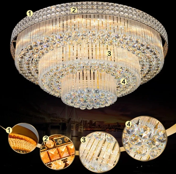 luxury ceiling lighting chandelier lamp living room indoor round large k9 crystal ball ceiling light