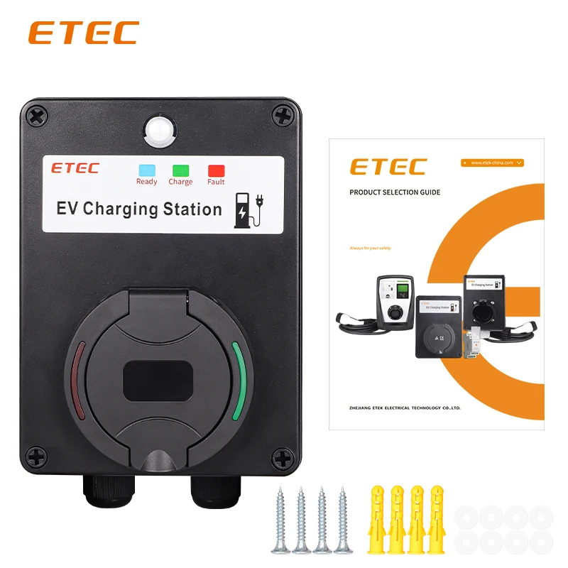 ETEC Ev Charger 32A 3-Phase Wallbox 22KW AC EV Wall-mounted Charging Station for Home Use with RCMU