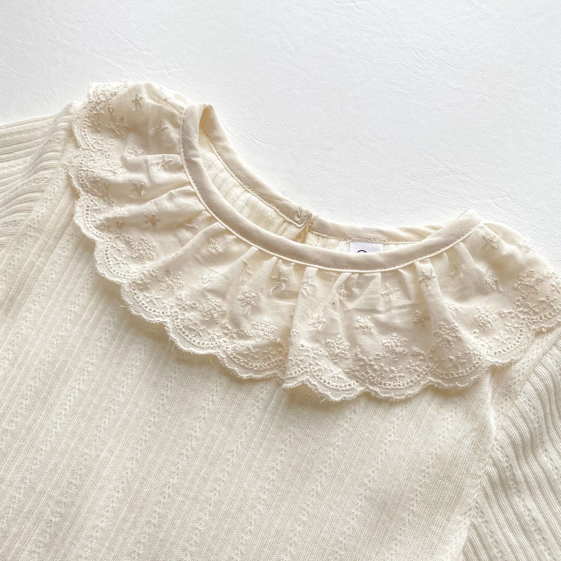Korean Design Infant Top  100% Organic Cotton Baby Girls Lace  Collar Shirt