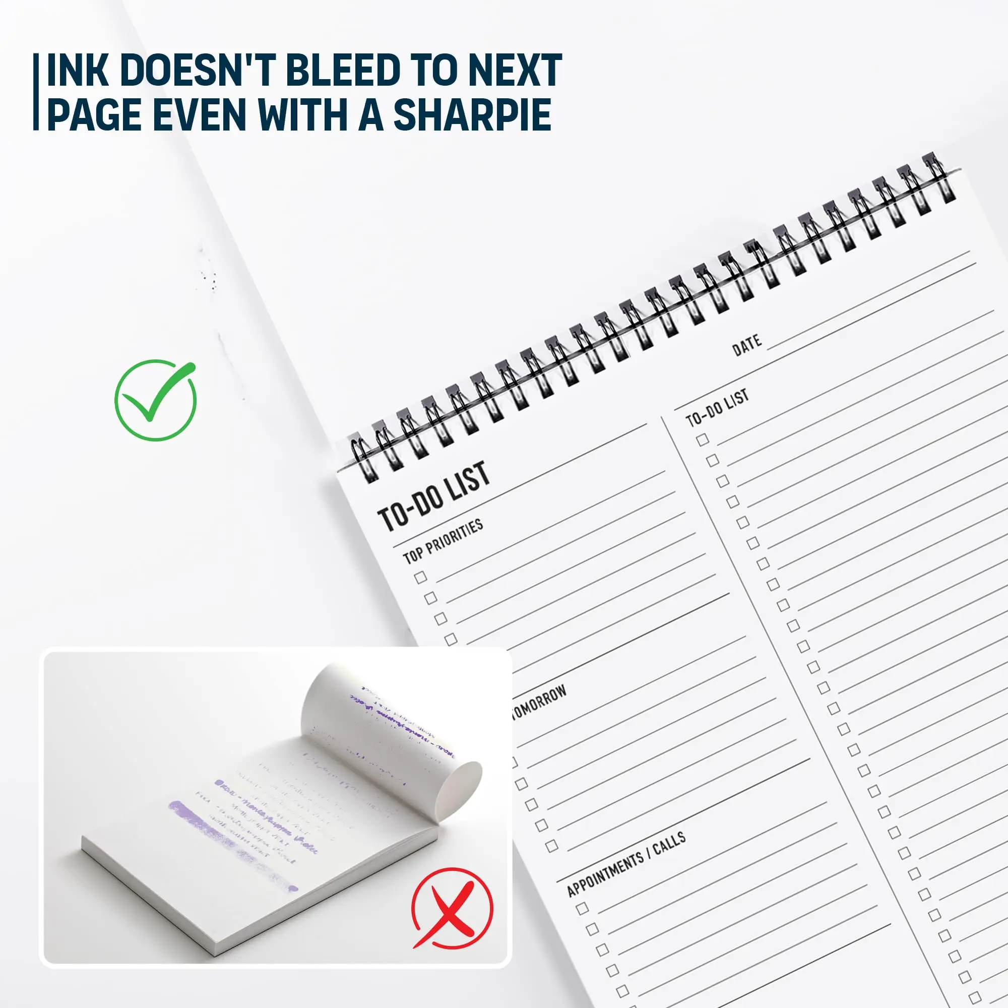 Spiral Daily Planner Notebook 8.5 x 11 Inch Task List Organization Agenda Pad To Do List Notepad