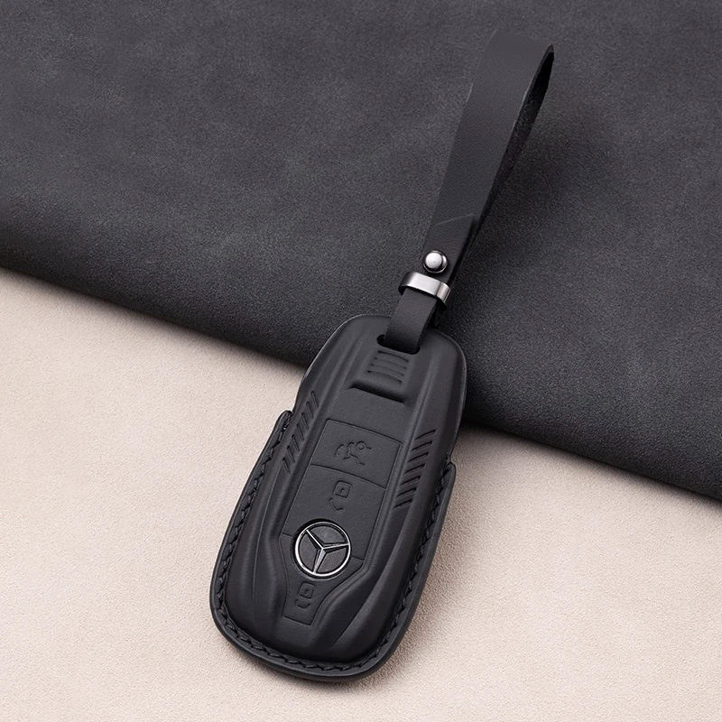 Suitable for Mercedes Benz car keycase C/E/S grade E300L/C260L/GLA200 mecha style genuine leather bag