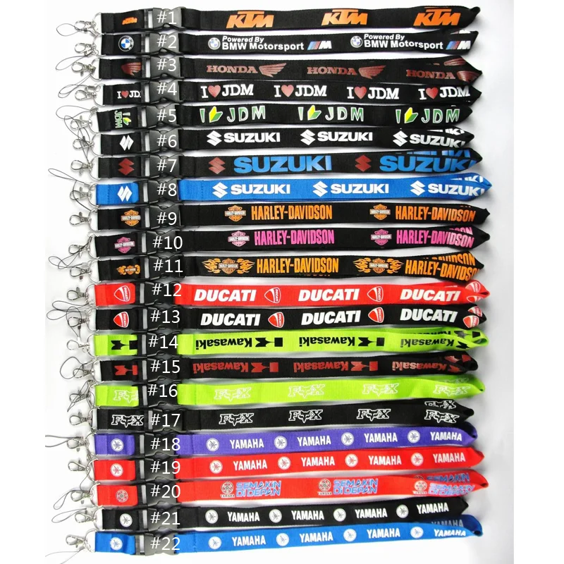 Motorcycle Logo Neck Lanyard Keys ID Badge Holder Strap Cell Phones Cameras Bags Detachable Keychains For Office Key Gifts